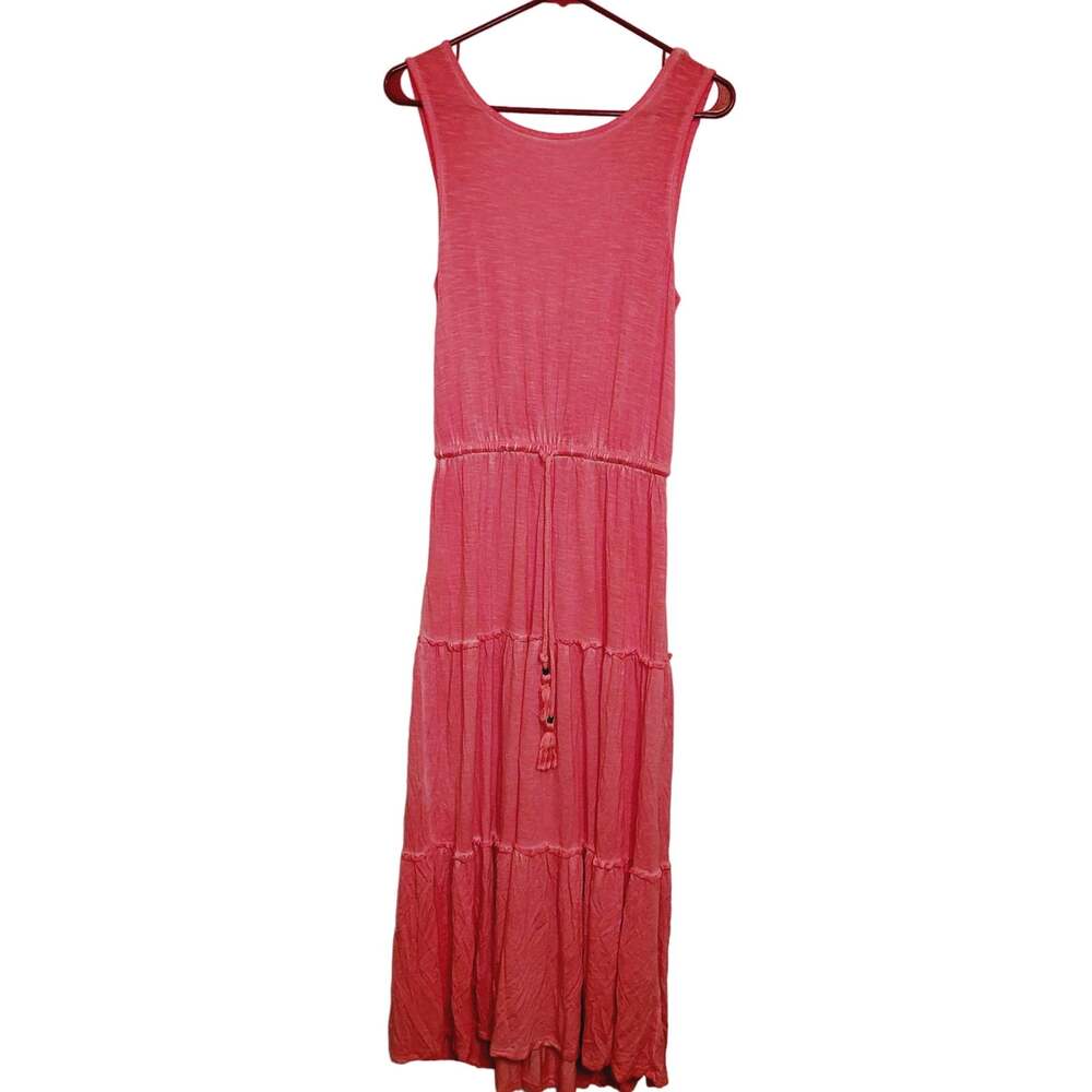 Knox Rose pink tiered tassel sleeveless maxi dress Sz Small Boho Fairy Dopamine